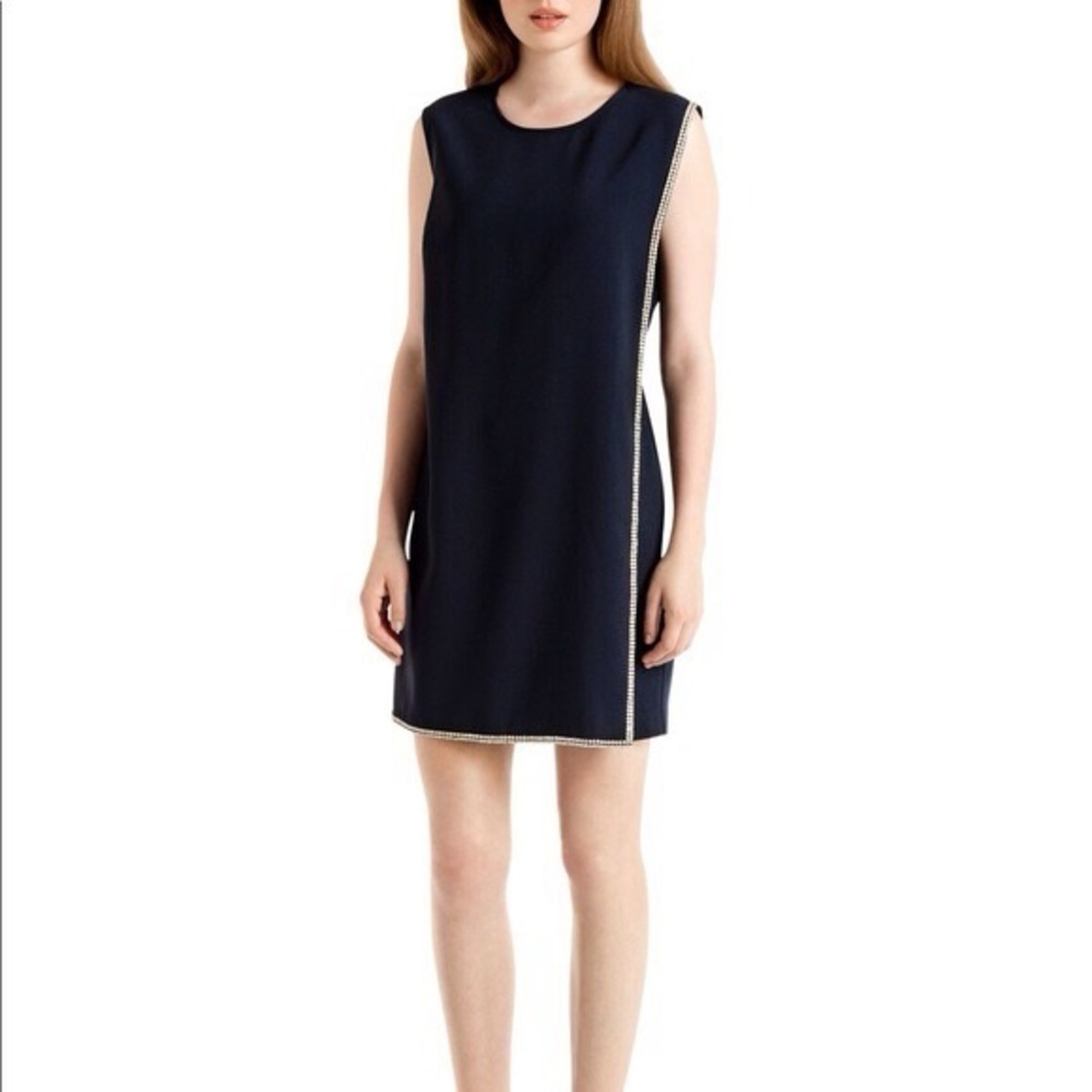 Plus Size Black & Silver Sleeveless Cocktail Dress with Embellished Trim